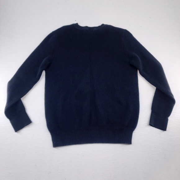 Quince Medium | Mens Black Knit Organic Cotton Cashmere Waffle Crewneck Sweater - Picture 5 of 7